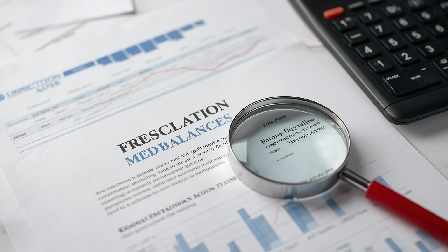 An audit workpaper spread on a desk reconciliation schedules, trial balances