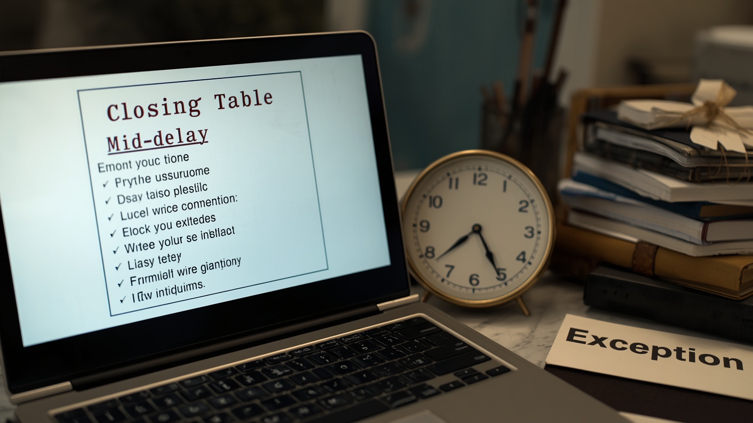 A closing table mid-delay wire instructions on the screen