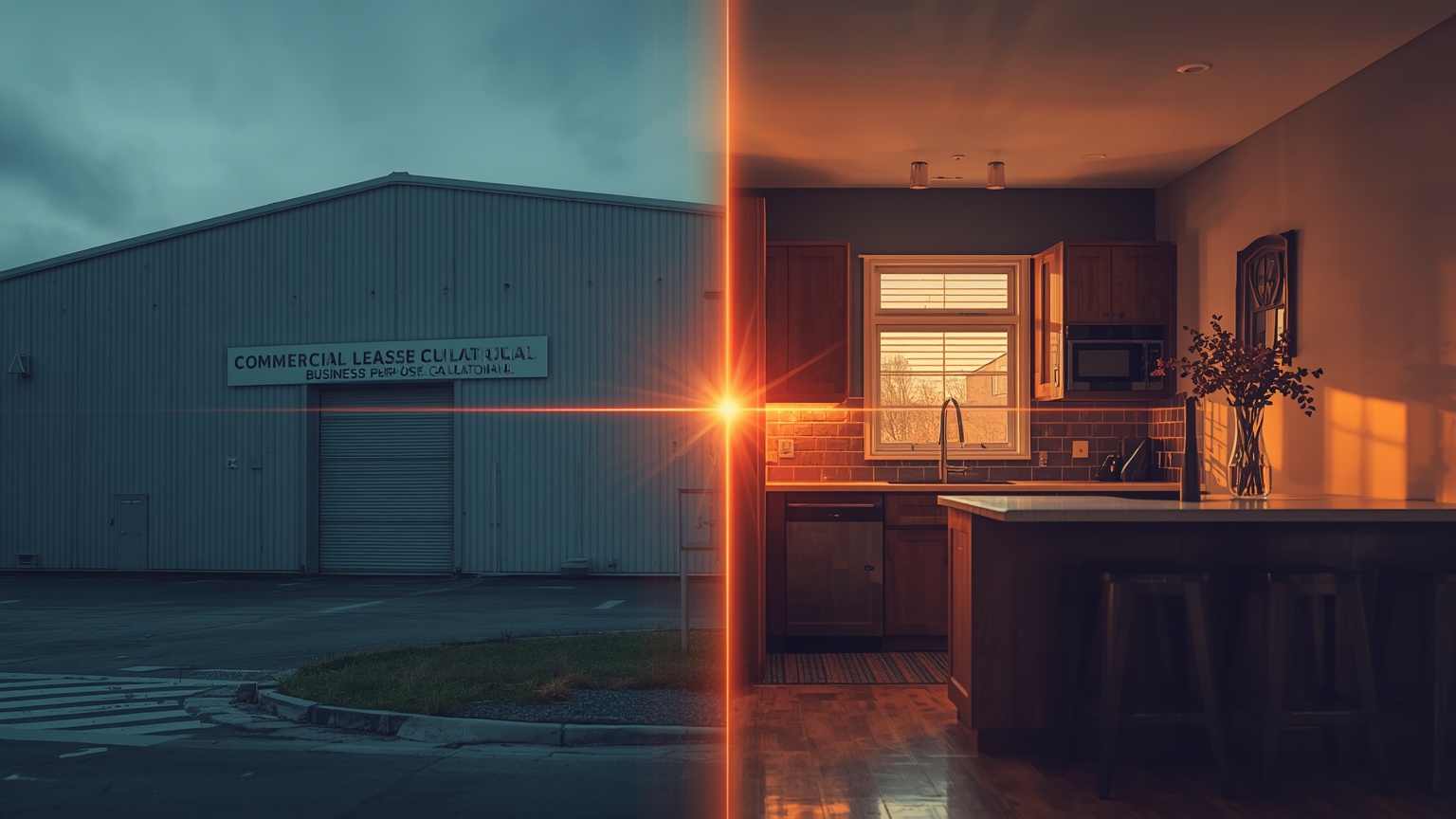 A conceptual split-composition photograph: on the left